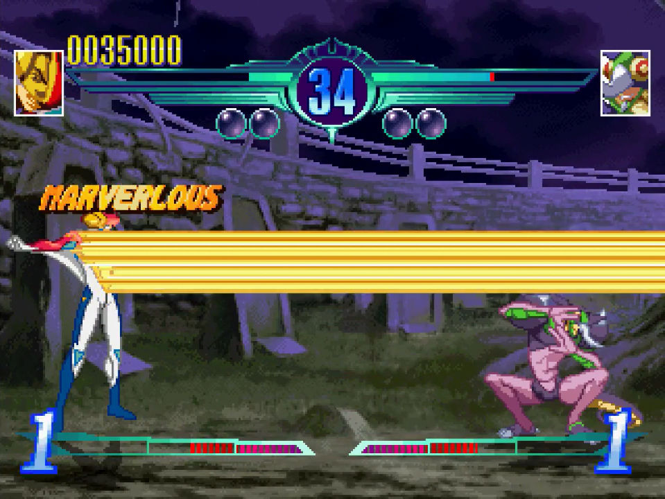 Gameplay screenshot, featuring a "MARVERLOUS" combo